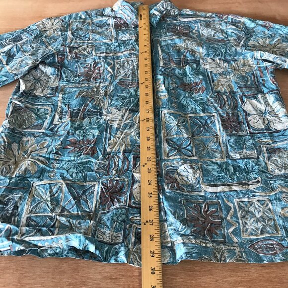 Bishop Street Hawaiian Shirt Men XL Blue Floral Button Up Pocket Short Sleeve - Picture 5 of 11